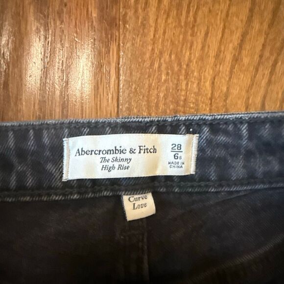 Abercrombie & Fitch curve love huge rise skinny black wash jeans size 28/6 short - Picture 4 of 10
